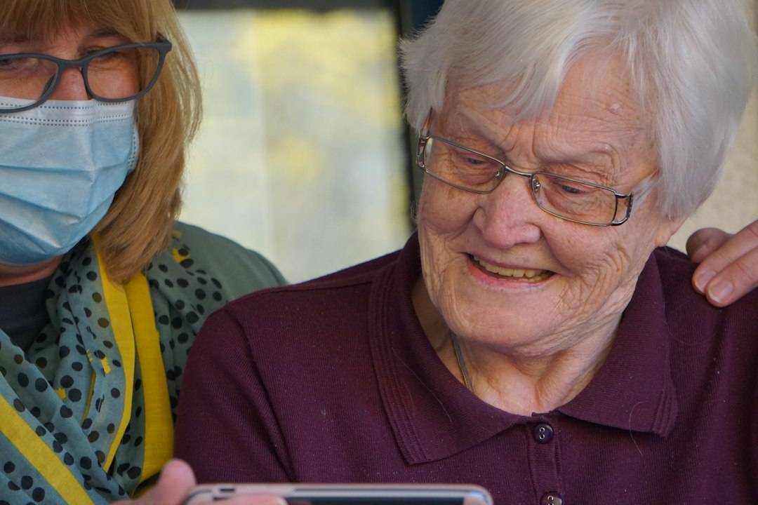 Older adult receiving help at home as part of a care package