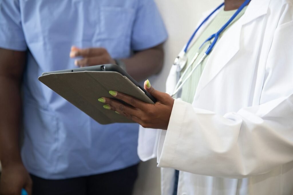 Doctor reviewing referral information with a patient