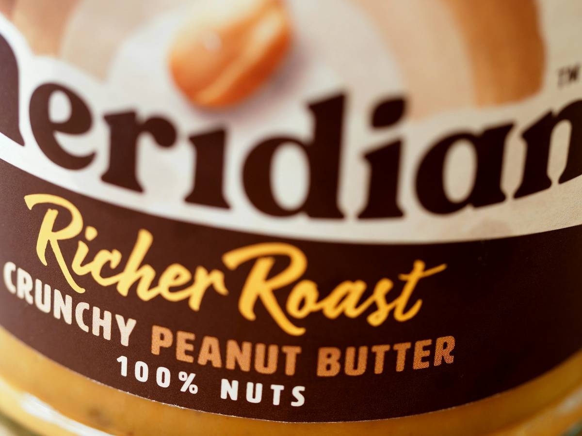 Close-up of a food product label on packaged food