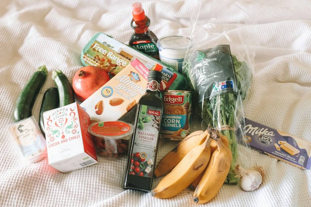 Fresh groceries stored at home for checking food dates and storage